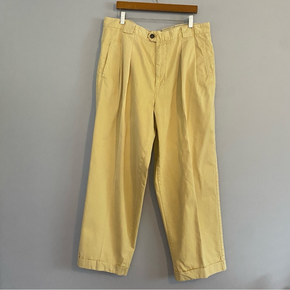 Ermenegilda Zegna Cotton Yellow BRYAN (Art: ERALB) Front Pleat Slacks - Size 56
